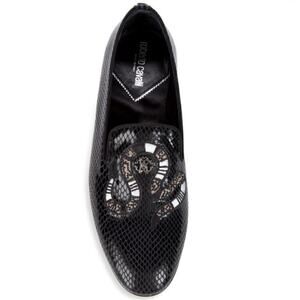 Roberto Cavalli Men's Snake Loafers Slip On Black Size 42 US 9